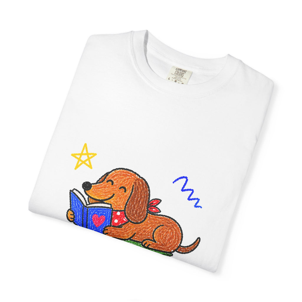 PawJoy Dachshund Book Lover Crayon Tee