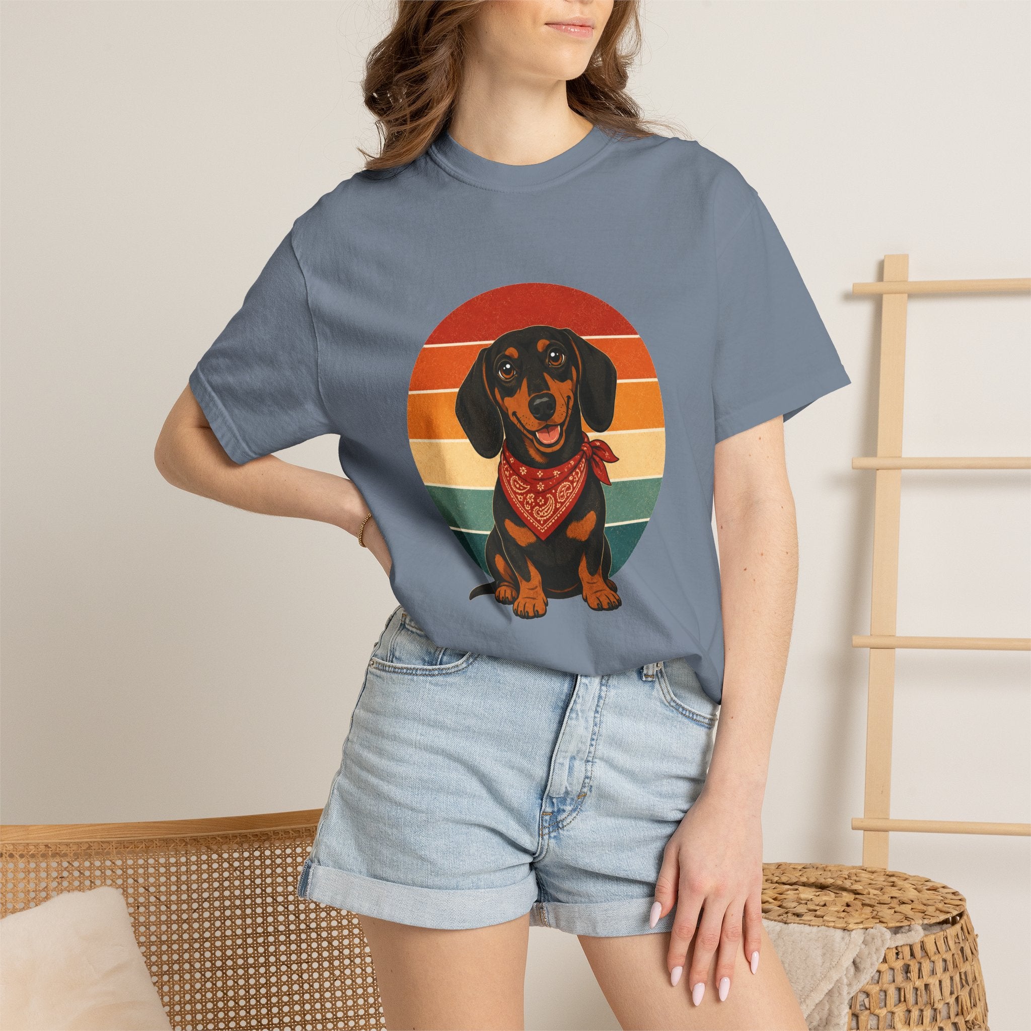 PawJoy Dachshund Bandana Retro Sunset Tee