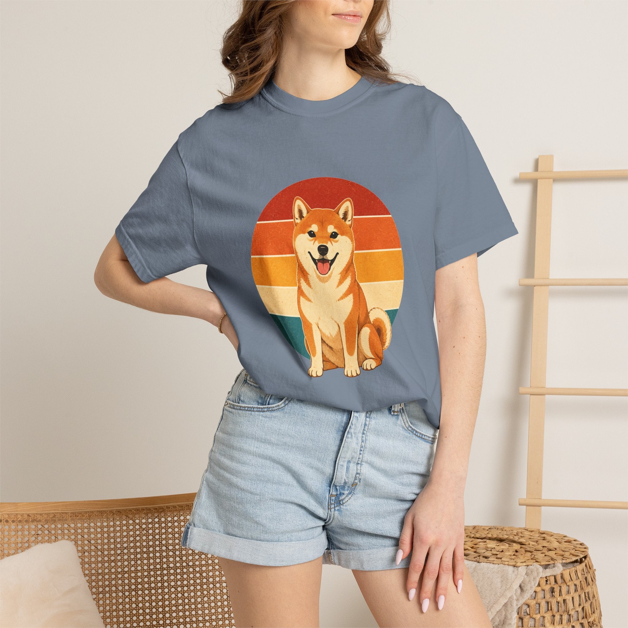 PawJoy Shiba Inu Retro Sunset Tee