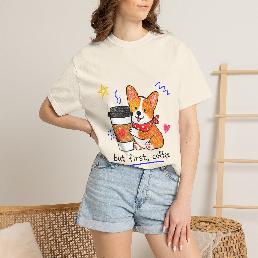PawJoy Corgi Coffee Crayon Tee