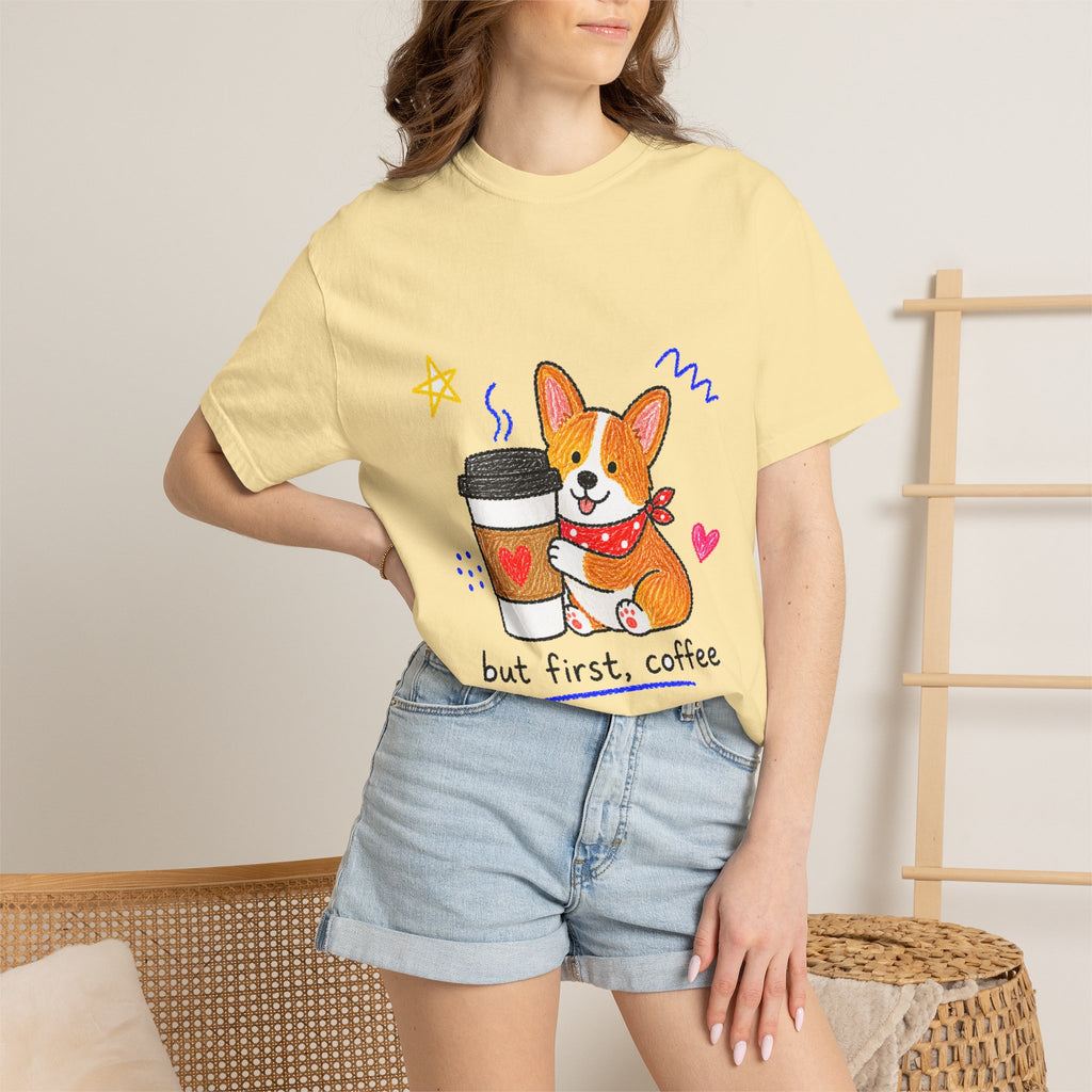 PawJoy Corgi Coffee Crayon Tee