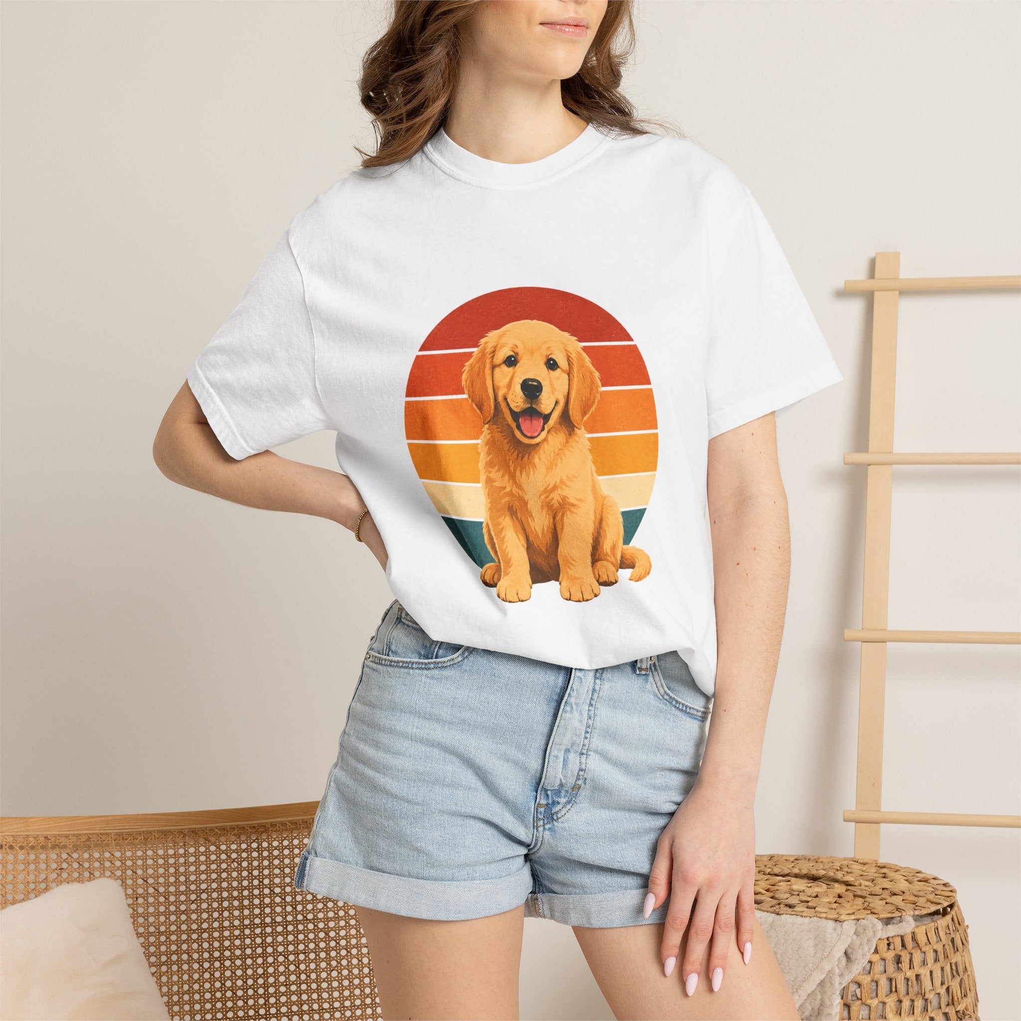 PawJoy Golden Retriever Retro Sunset Tee