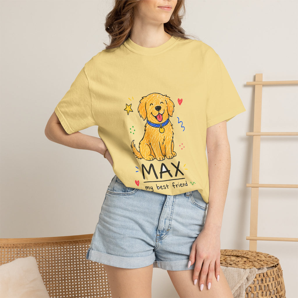 PawJoy Golden Retriever Custom Name Crayon Tee