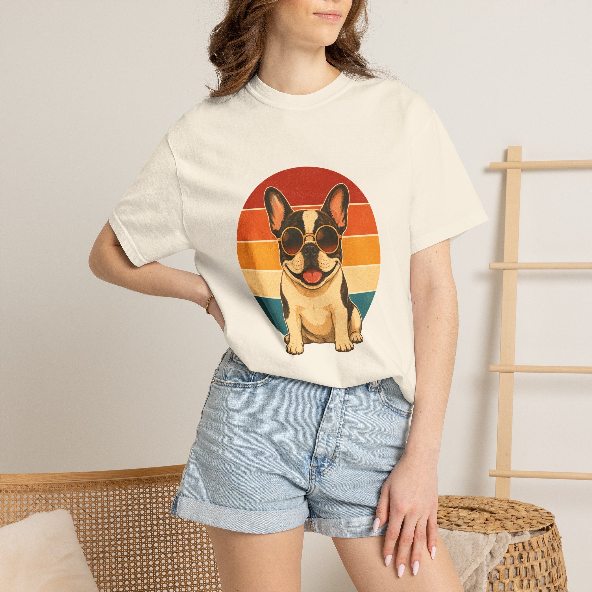 PawJoy French Bulldog Shades Retro Sunset Tee
