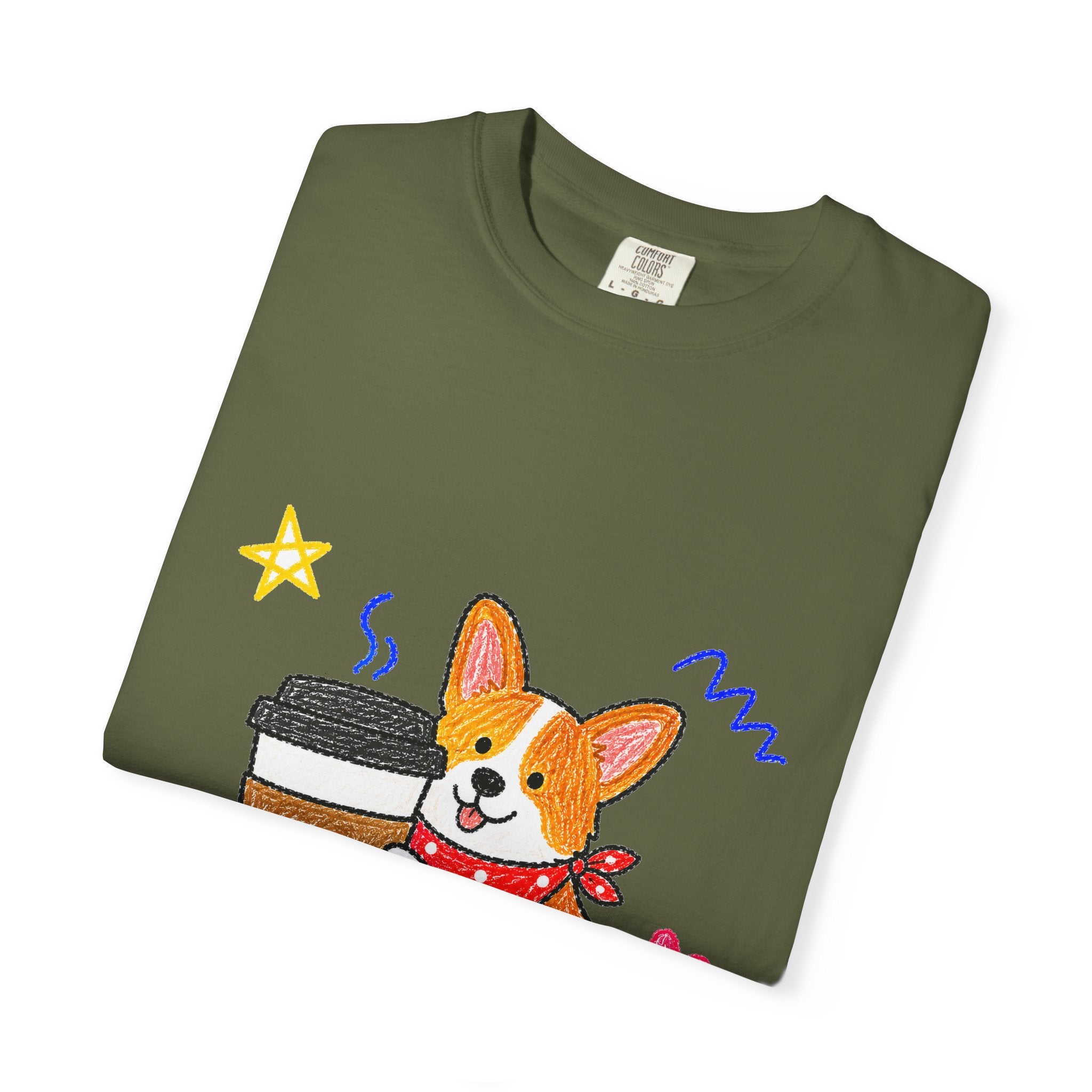 PawJoy Corgi Coffee Crayon Tee
