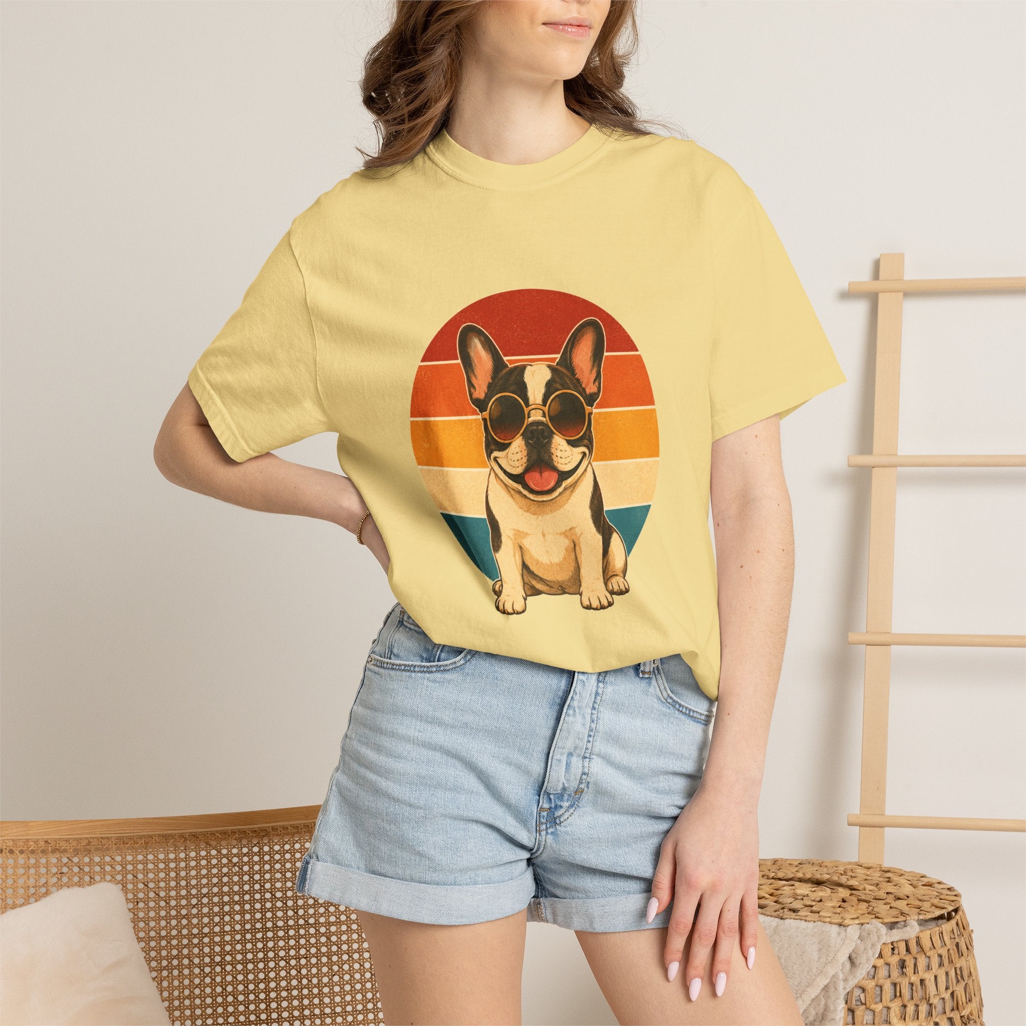 PawJoy French Bulldog Shades Retro Sunset Tee