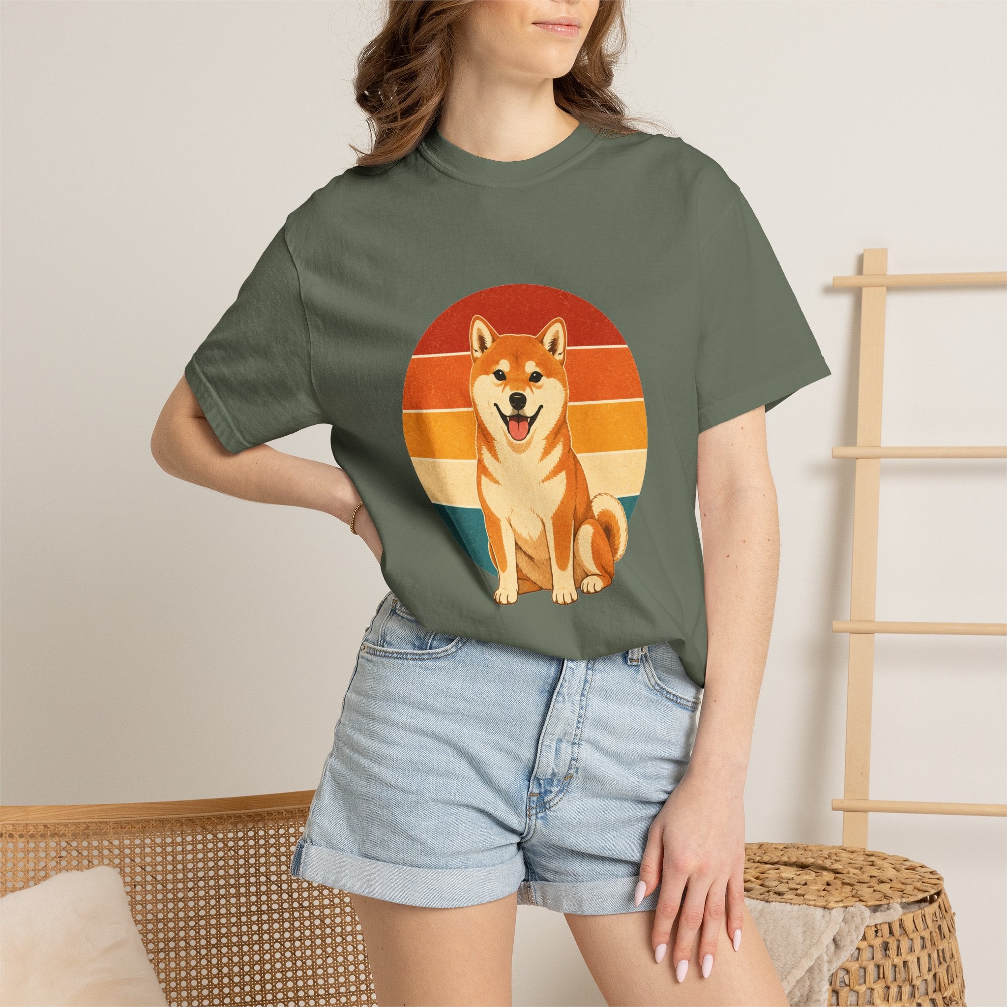 PawJoy Shiba Inu Retro Sunset Tee
