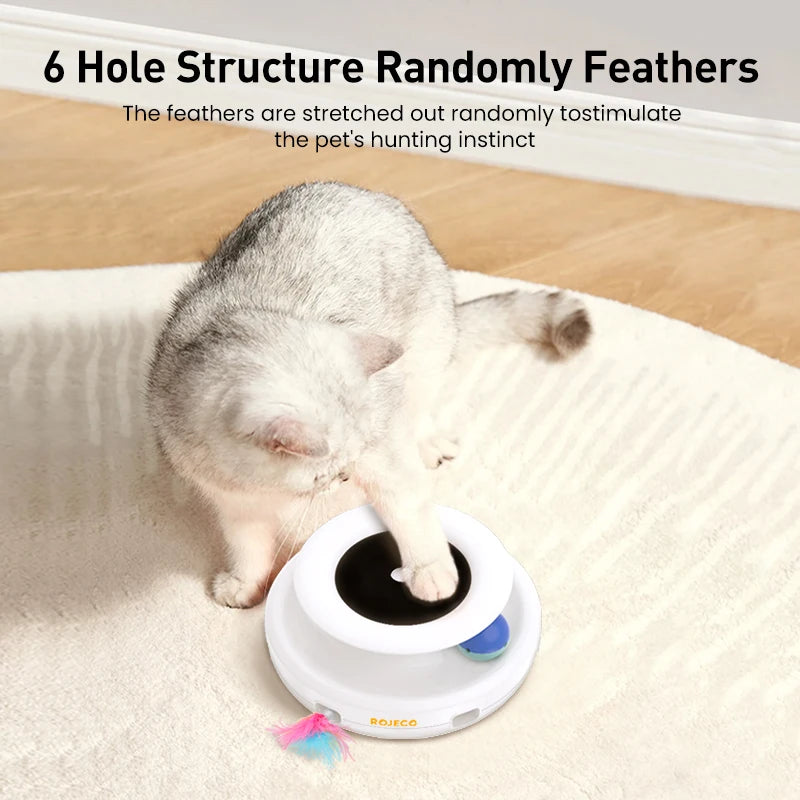 PawJoy 2-in-1 Interactive Cat Toy Set — Auto Feather & Ball